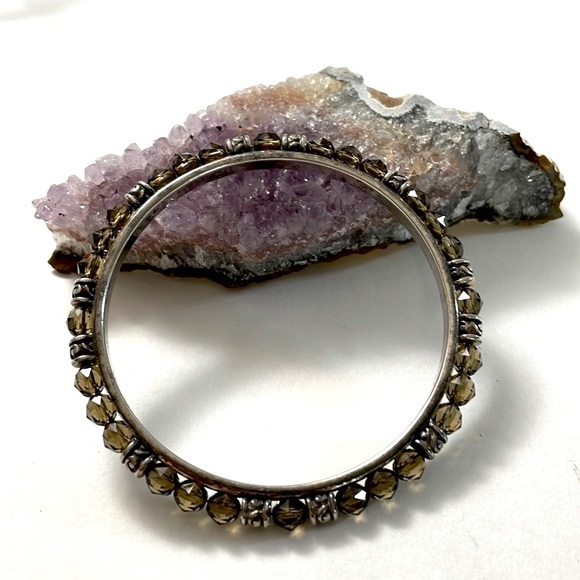 Brighton Bangle Bracelet with Amber and Silver Beads - Picture 3 of 4